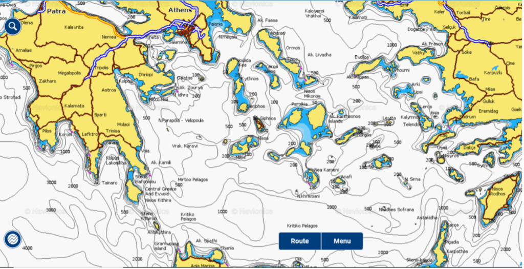 South Aegean Sea from Navionics Charts